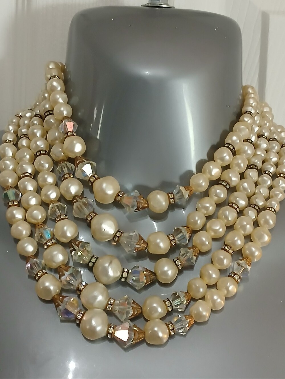 Laguna Vintage Classic Faux Pearl, Clear Bead & Rhinestone Multi-Strand Necklace
